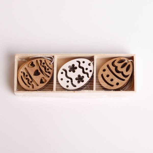 Vajíčka závěs dřevo 12ks 4,7cm mix